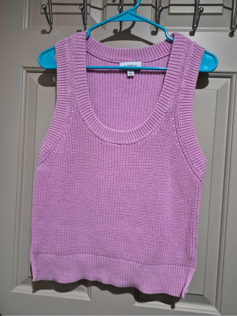 Evereve Baby Pink Knit Scoop Neck Tank - Sleeveless Women's Top 100% Cotton
